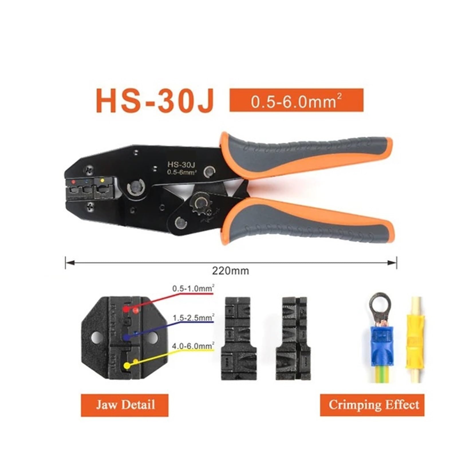 Quetschzange HS-30J Terminals Crimper Werkzeug Butt Bullet Spade Gabel Ring Crimp Terminals Anschlüsse