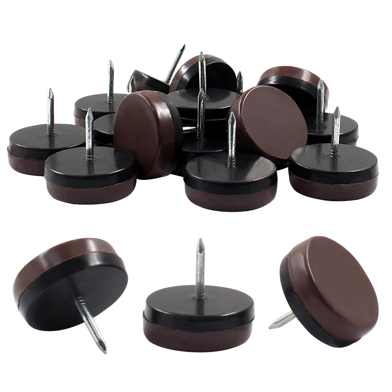 Jiozermi 60 piedini resistenti per mobili da 30 mm, in nylon, per sedie e sedie, protezioni per pavimenti per sedie, mobili, piedini per sedie, cuscinetti per mobili (marrone)