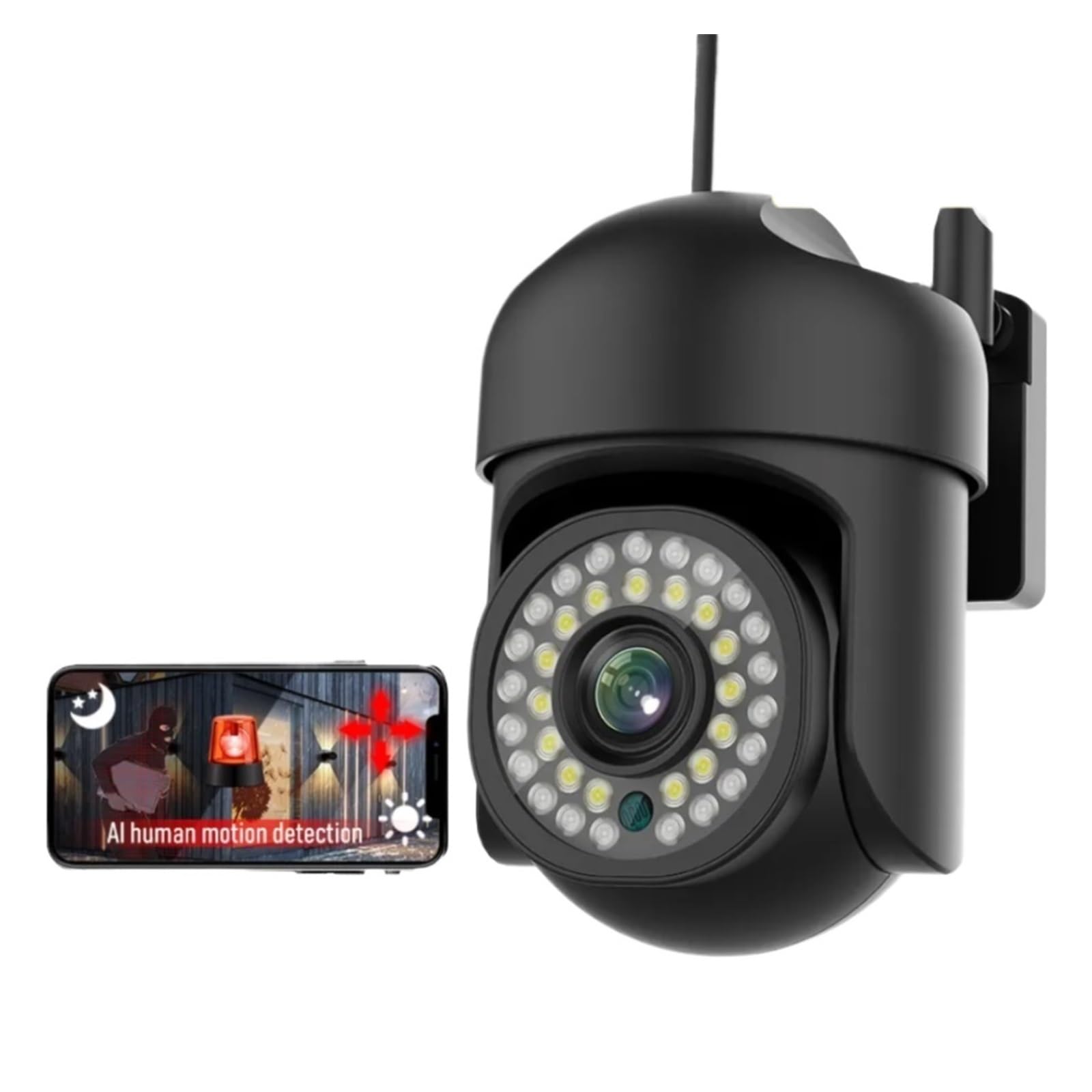 Telecamera di Sorveglianza, Telecamera PTZ esterna 5MP 5G Visione notturna a infrarossi HD AI Monitoraggio automatico della sicurezza umana 2.4
