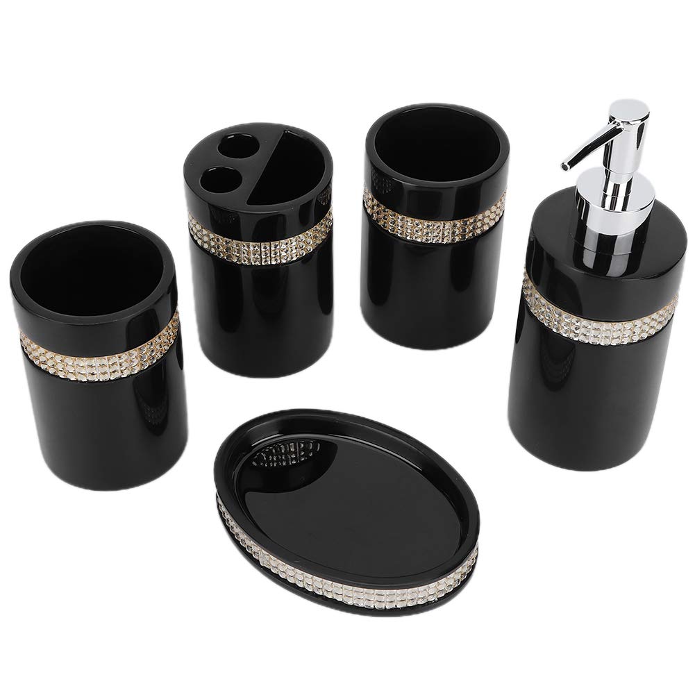 Aramox Juego de Accesorios de Baño Juego de Baño de Resina de 5 Piezas con Dispensador de Loción, Soporte para Cepillo de Dientes, 2 Tazas de Lavado, Jabonera para Mostrador de, Hogar, Habitación de