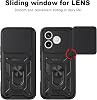Funda inteligente compatible con Honor 500, con cubierta deslizante para cámara compatible con Honor 600 Lite 5G LNA-NX1 / X80i LNA-AN00, funda protectora negra 3