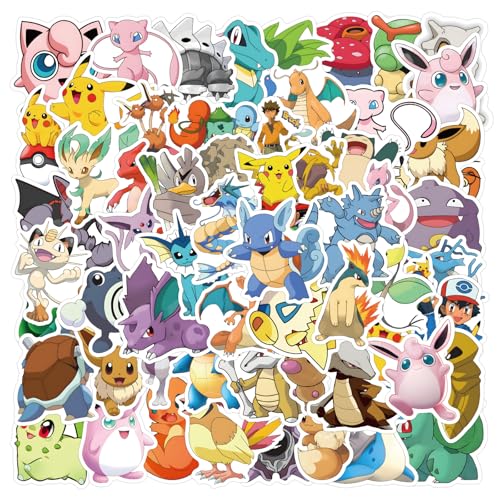 100PCS Pokemon Stickers for Kids Waterproof Durable Cute Cartoon Pokemon Vinyl Decals for Laptops Phones Skateboards Luggage - Assorted Funny Stickers for Teens Gifts Party Favors