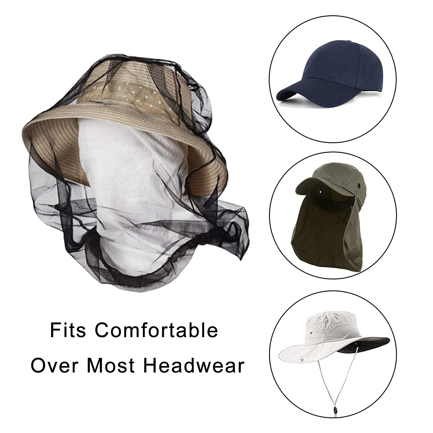 4 Pezzi Anti-zanzara Cappello della Protezione, Zanzariera Cappello, Proteggere Gli Amanti Esterni da Moscerino Zanzara Zanzariera e Altre Mosche, Leggeri e Resistenti (Nero+Verde)