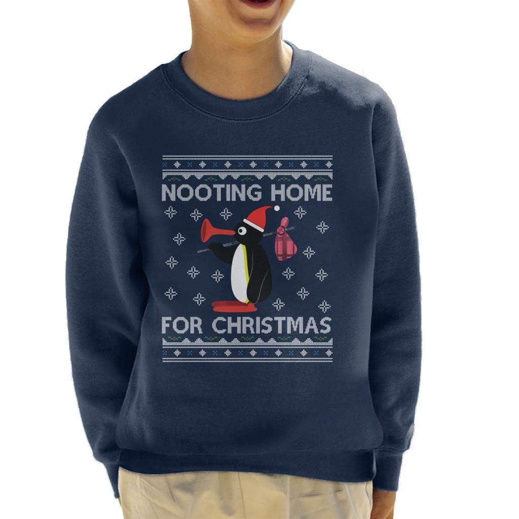 Cloud City 7 Navy Blue Pingu Nooting Home For Christmas Kid's Sweatshirt