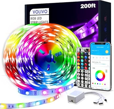 VOLIVO Led Strip Lights 200ft,App Controlled Bluetooth Led Light Strip Sync with Music, Color Changing Lighting for Bedroom, Home Decoration