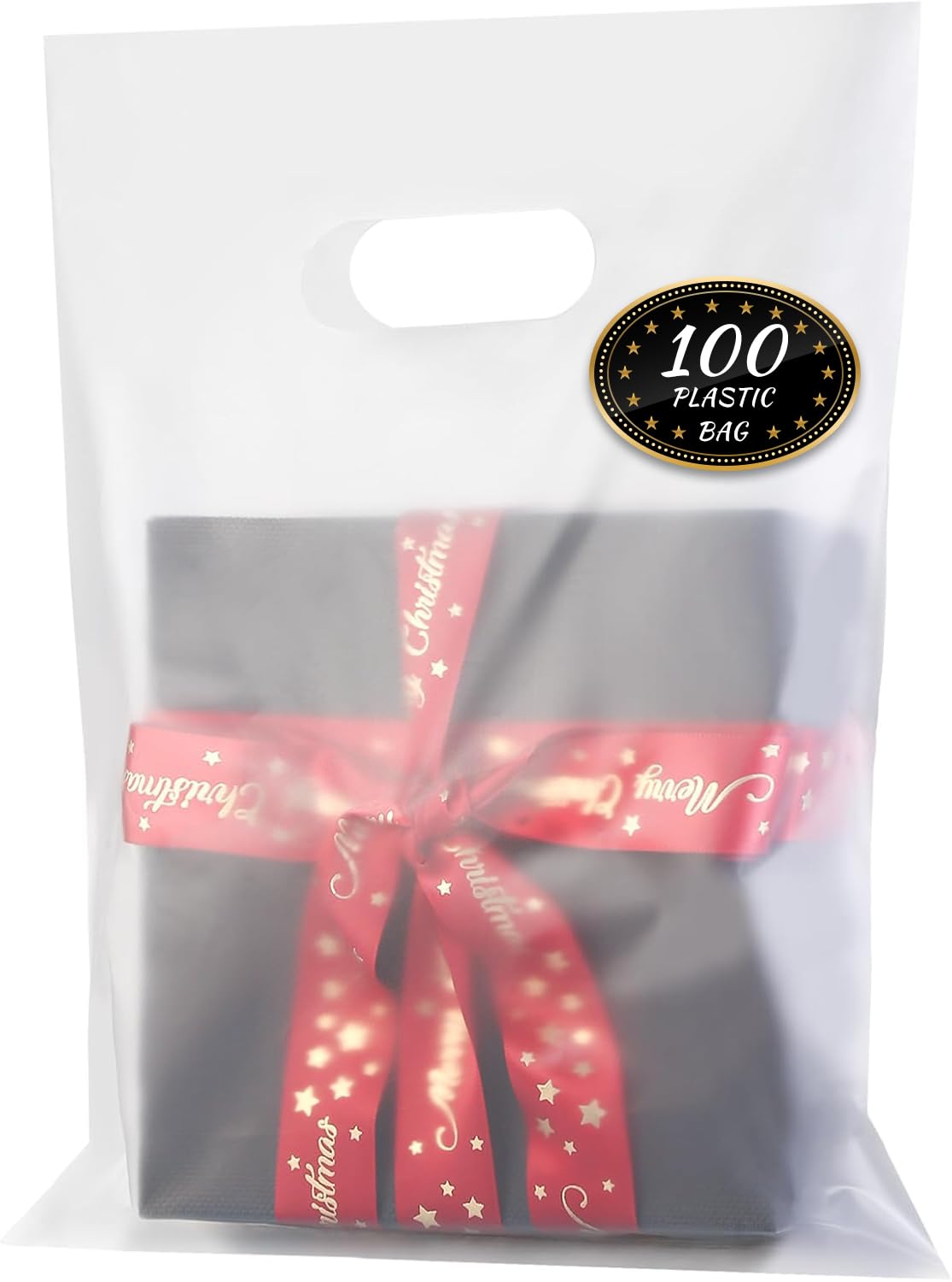 Photo 1 of 100 Pack Clear Plastic Bags, 9"x12" Merchandise Bags With Die Cut Handles