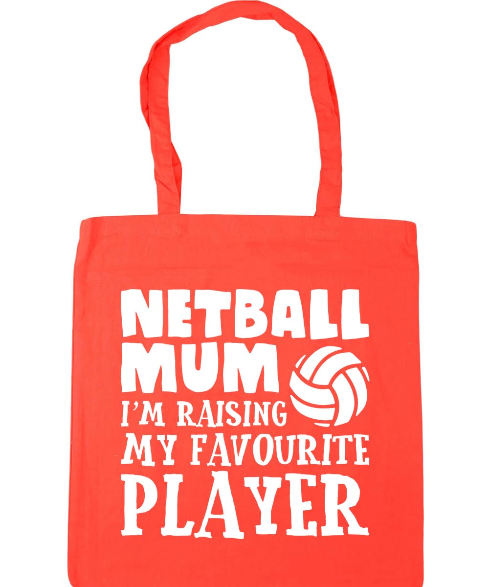 Hippowarehouse Netball Mum I'm Raising My Favourite Player Tote Shopping Gym Beach Bag 42cm x38cm, 10 litres