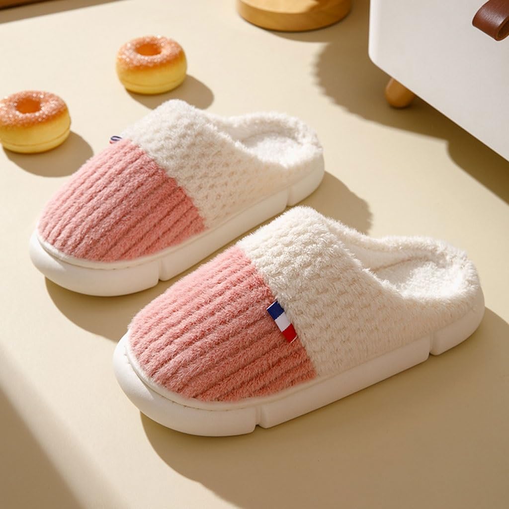 Pantoufles en coton pour femmes JFDBGU, chaussons d'hiver en peluche rose taille 38-39