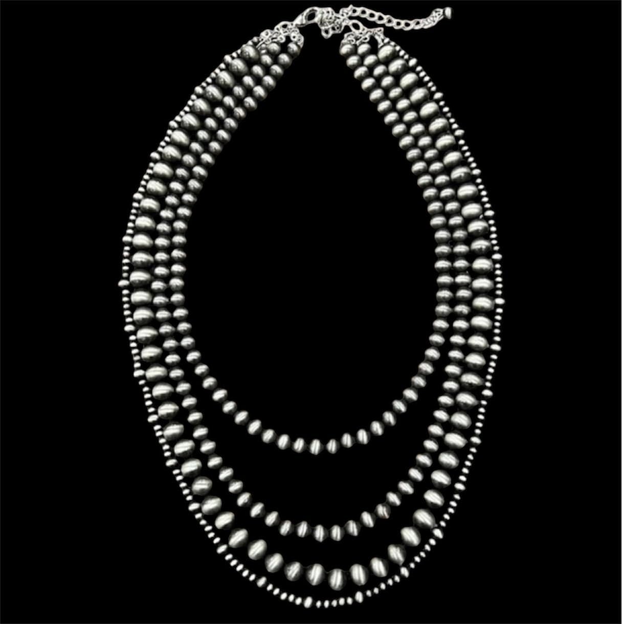 Handmade 4-Strand Navajo Bead Necklace, 26"-31", Layered Southwestern Jewelry 736983