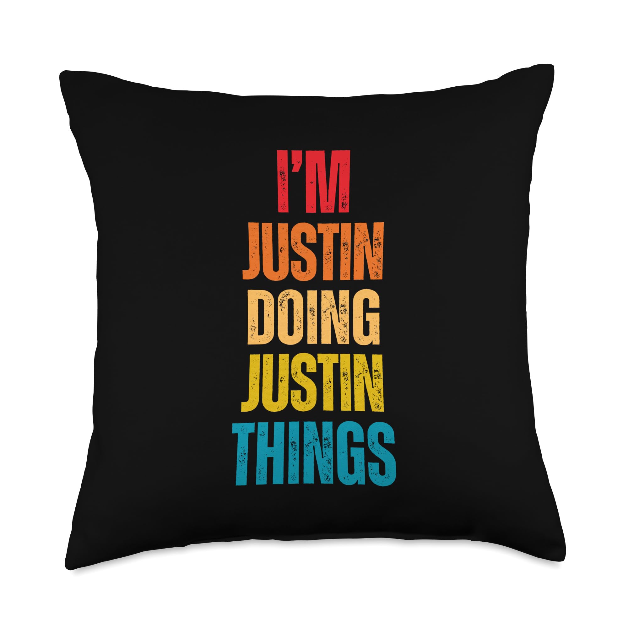 I Love Justin Personalized Retro Pattern First Name Throw Pillow
