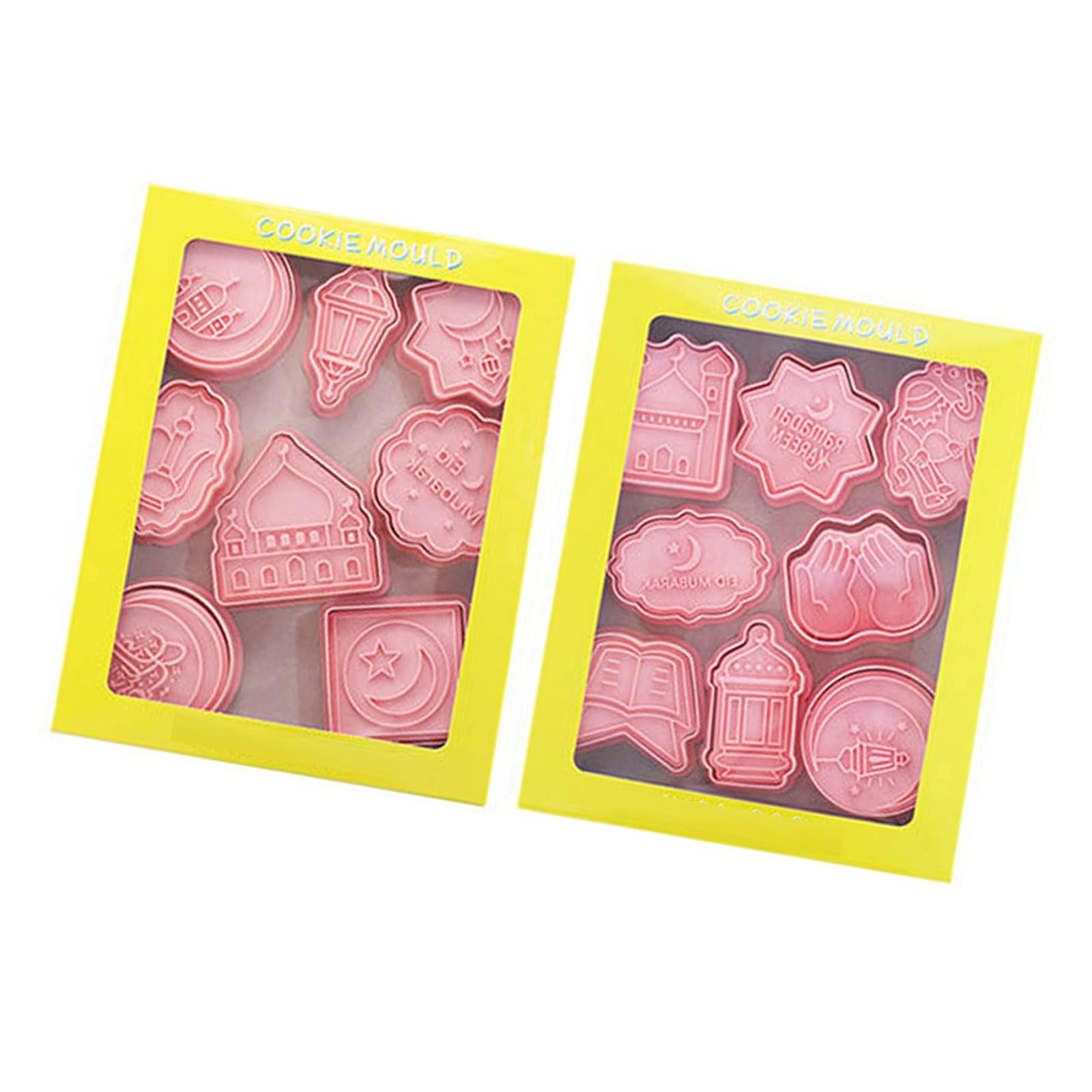 ATRYG 16pcs Elegant Eid Themed Cookie Mould Set Fondant Cookie Stamp Set for Eid Creative Baking Needs