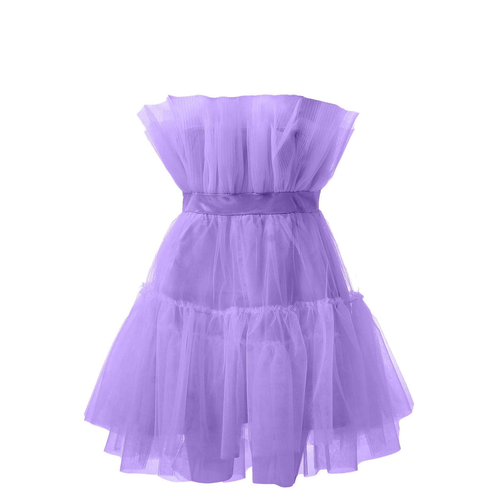 Jupe longue en tulle pour femme - Jupe en tulle rose - Longueur genou - Robe de bal sexy sans manches - Jupe de danse festive - Robe de cocktail - Robe de ballet courte - Robe de soirée / robe en