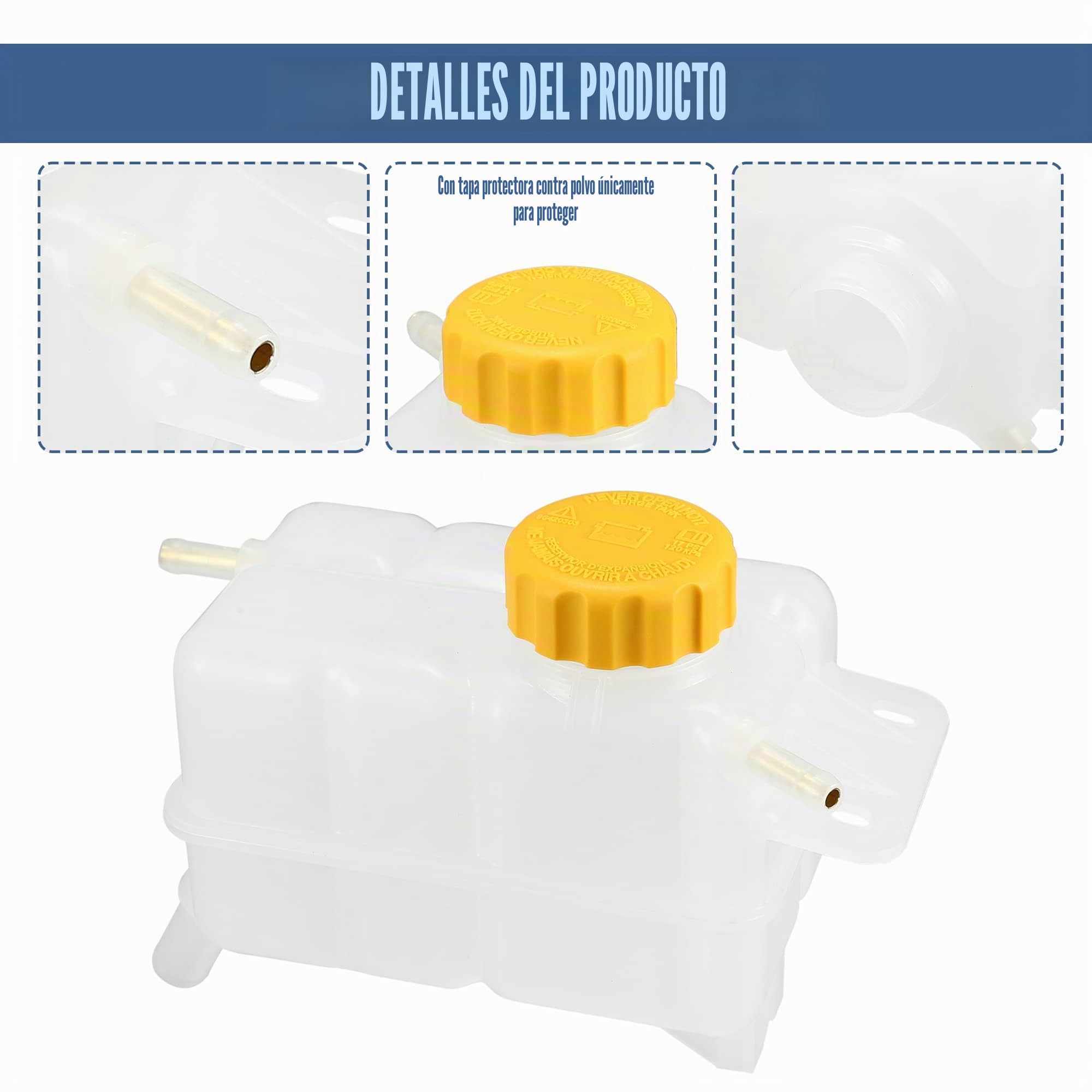 A ABSOPRO Depósito De Refrigerante Del Radiador Para Chevrolet Aveo 07-11 | Plástico, Transparente, 17X10X10Cm, 96930818,95216944, Para Pontiac G3 Base 1.6L 2009-2010, Ent 42Mm, Sal 14Mm