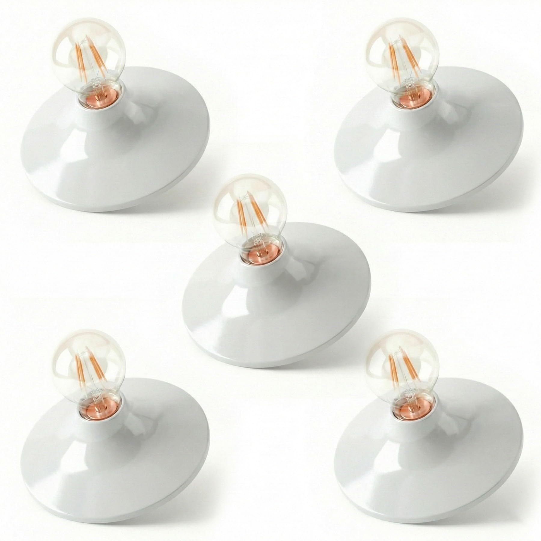 E27 Ceramic Lamp Holder white Base Plate Push Fit Connector, 5 Pack