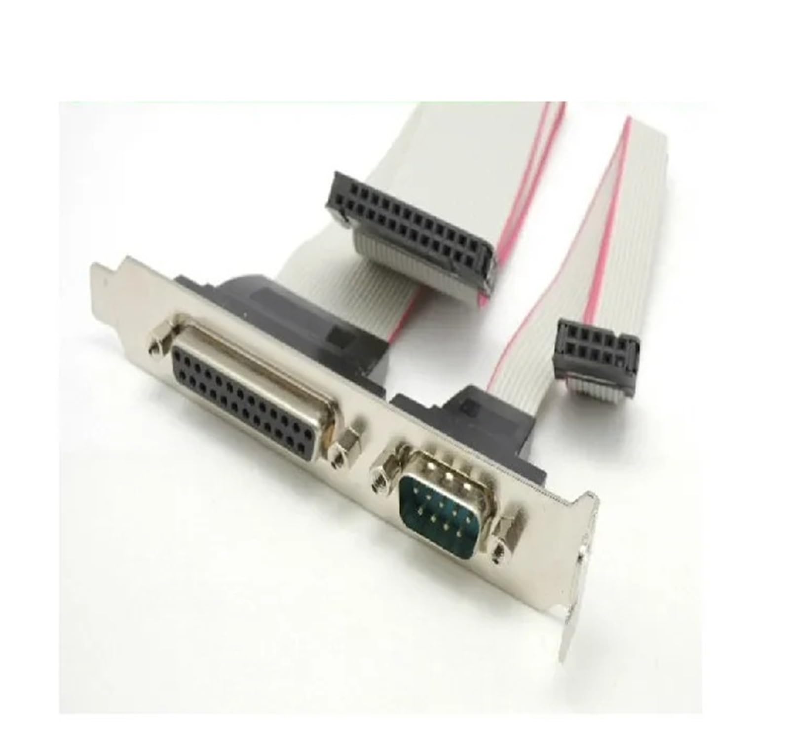 LINGQE LPT 25 Pin Printer Parallel Port + Rs232 / Com Db9 Serial Cable Desktop Pc Rear Bracket Profile 30cm