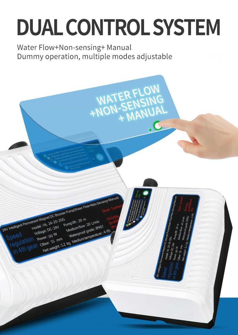 Automatyczna pompa wspomagająca ciśnienie wody 280W DC 24V 43L/min bezszczotkowy kontroler do kranu prysznicowego domu kuchni naścienny