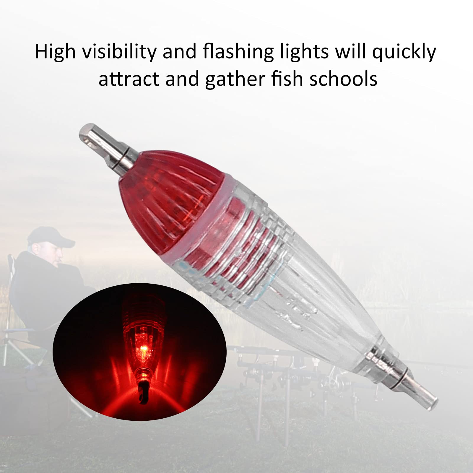 Lot De 5 Leurres Lumineux LED Sous-marins – étanches – Flash Lent/rapide – 670h D’autonomie – Pour Pêche De Nuit