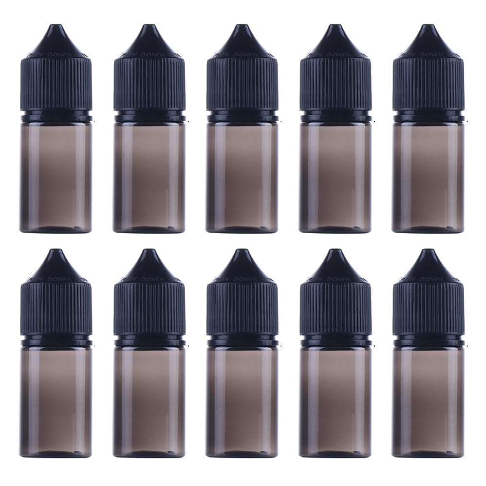 Naziqian Transparent Black 10 Pack Gorilla Chubby Unicorn Pet V3 Bottles With Leak-Proof Childproof Tampering Caps,Squeeze Dropper Bottle Dispenser For Liquids Mixing Diy (,30Ml Short Chubby Style)