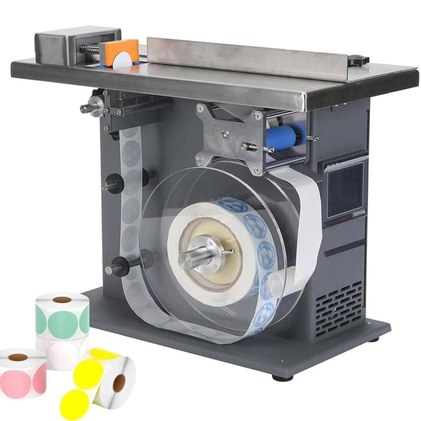 Maszyna do etykietowania 200 W, półautomatyczna etykieciarka 90 stopni, centrowanie PLC, 15-30 szt./min dla produktów φ15-30 mm, nadaje się do żywności, elektroniki, drukowania