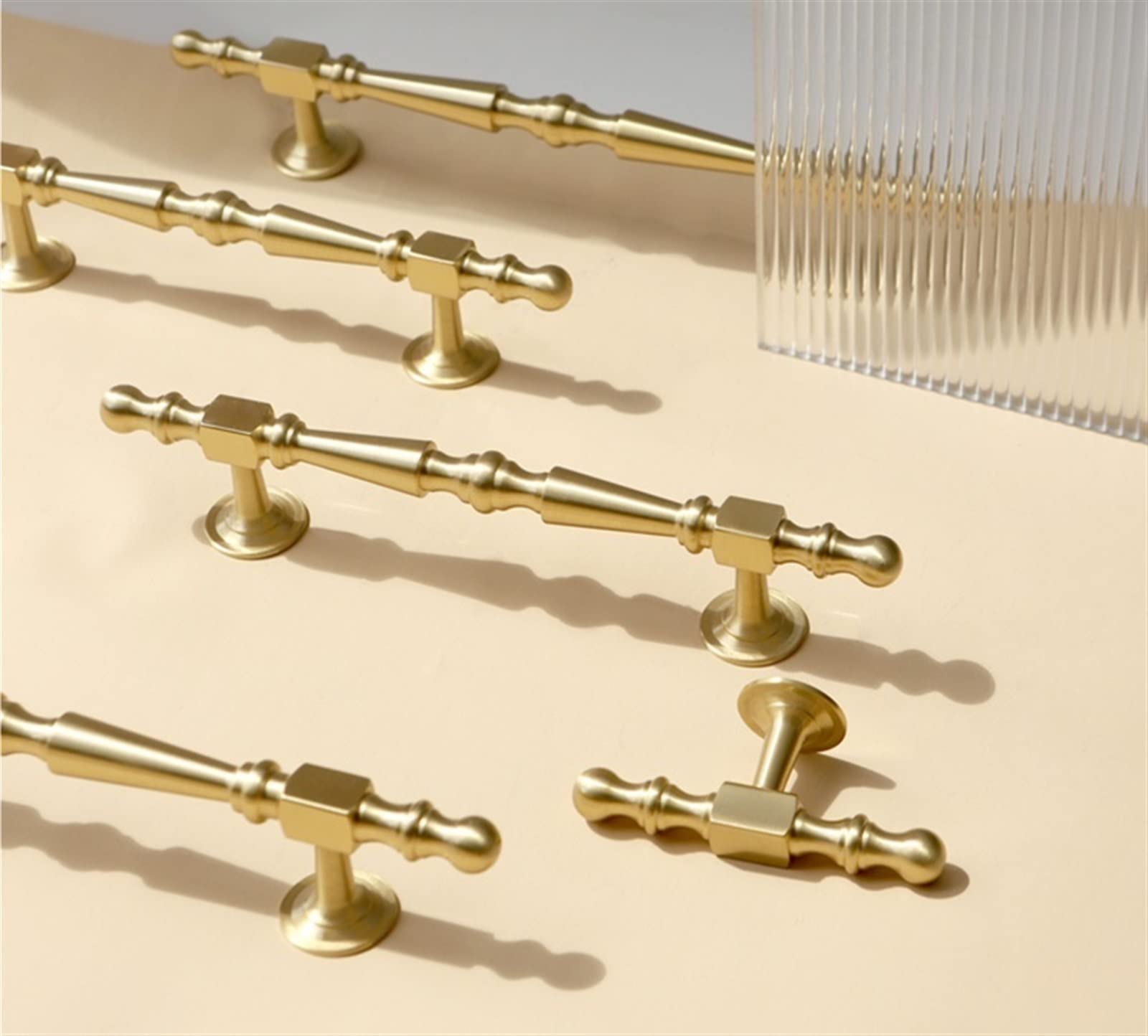 Bouton en laiton T-Bar poignées en métal brossé pour mobilier de luxe