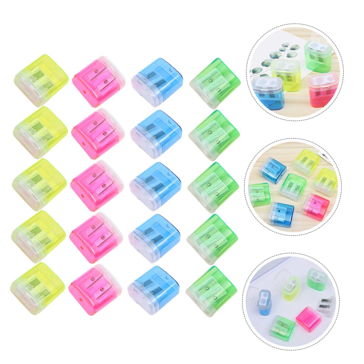 Anspitzer mit Dose 48 Stück Kunststoff Manuell Einfach Einschulung Feier | Bleistiftspitzer Multipack, Stiftzubehör für Schule und Arbeit, Transparentes Design, für Kinder