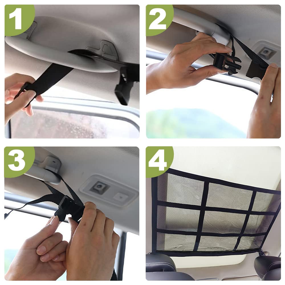 FIBOUND Auto-Dachnetz Mit Reißverschluss - Doppellagiges Cargonetz Für Kofferraum