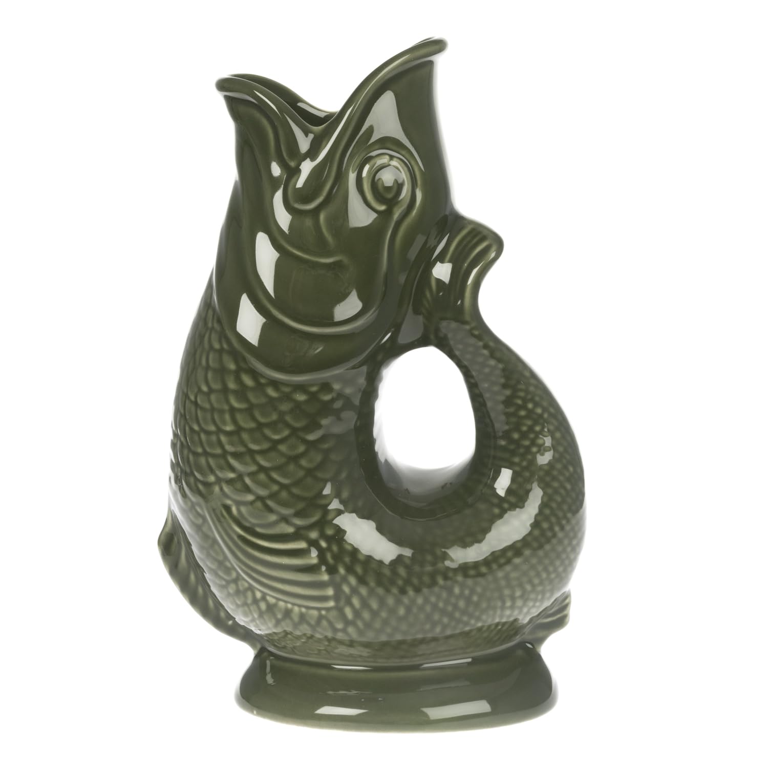 Gurgly Iconic Olive Glug Jug Large 28cm 1.4L – Fish Water Jug, Decorative Fish Vase, Ornament, Carafe — image 1