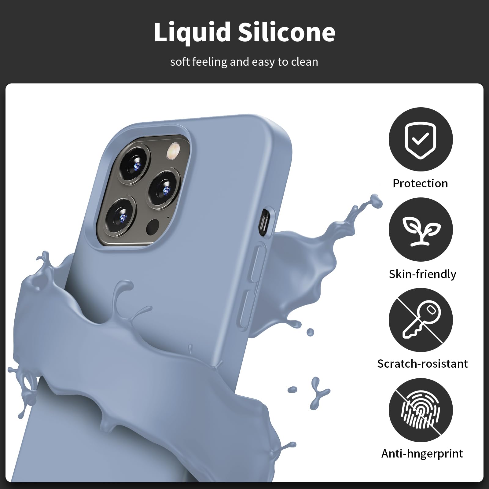 TIIXXE Silicone Case Compatible with iPhone 13 PRO Case Soft Ultra Slim Protective Shockproof Liquid Silicone Phone Case,Anti-Scratch Microfiber Lining - Image 3