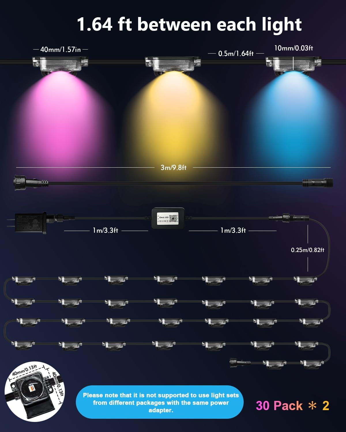 Permanent Outdoor Lights Pro,100ft RGB+IC Smart Outdoor Decor,App/Remote,Christmas,Halloween,Multi Scene Modes,IP67 Waterproof,Eaves Light with Daily & Holiday Party Decor,House Roof Lighting