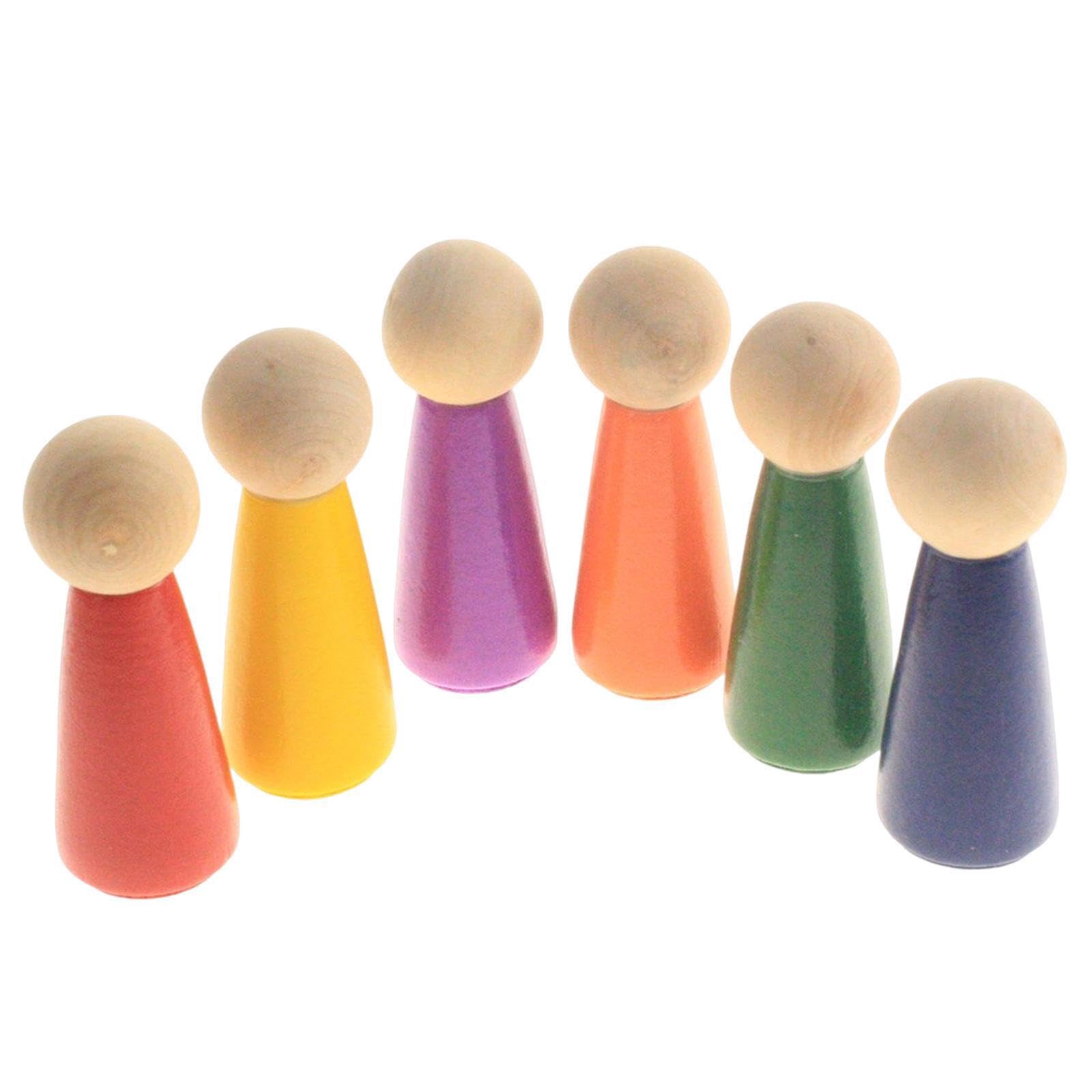 YIXANNX Peg Dolls DIY Craft Set for Encouraging Interactive Kids Playtime Moments Supporting Artistic Skills and Family Togetherness Rainbow Peg Dolls Wood