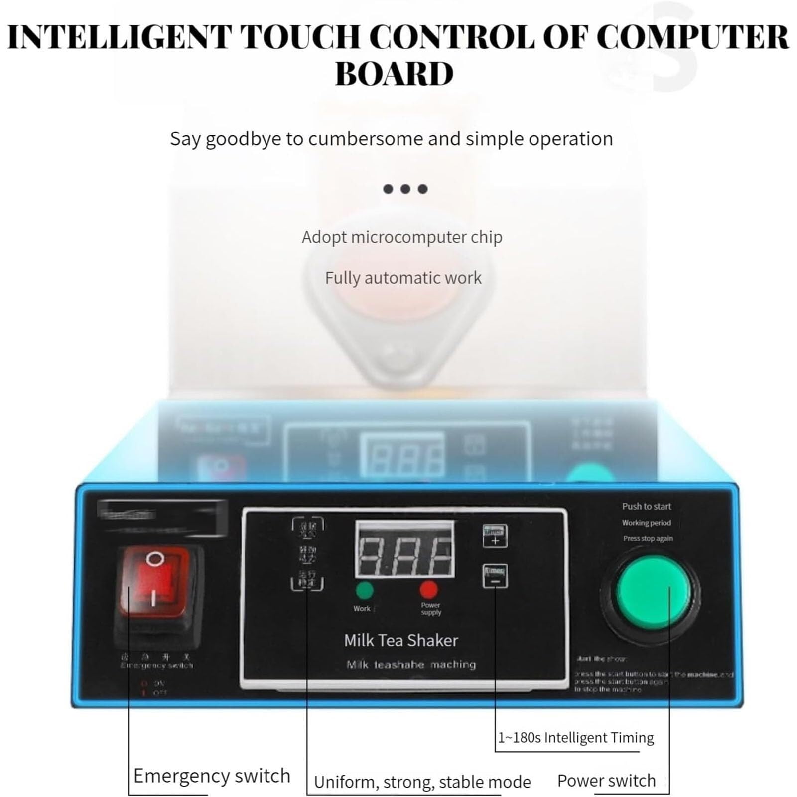 Shaker automatico per cocktail, shaker elettrico per bubble tea da 140 W con display digitale, tempo regolabile da 0 a 180 secondi, shaker per tè al latte con piedini antiscivolo