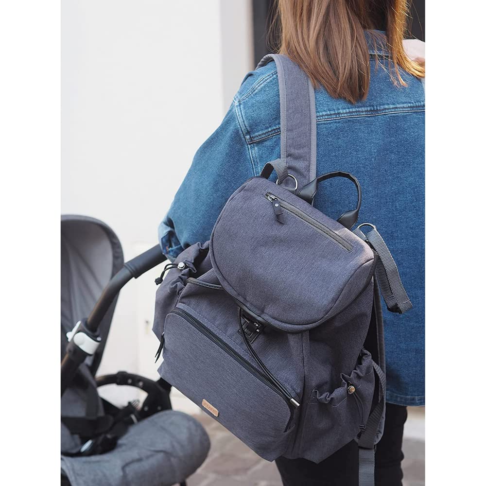 BÉABA, Bolso cambiador, Mochila cambiador, Gran capacidad 22 L, 13 bolsillos, Numerosos accesorios, Máxima comodidad, Impermeable, Bolsa Vancouver, Gris Oscuro