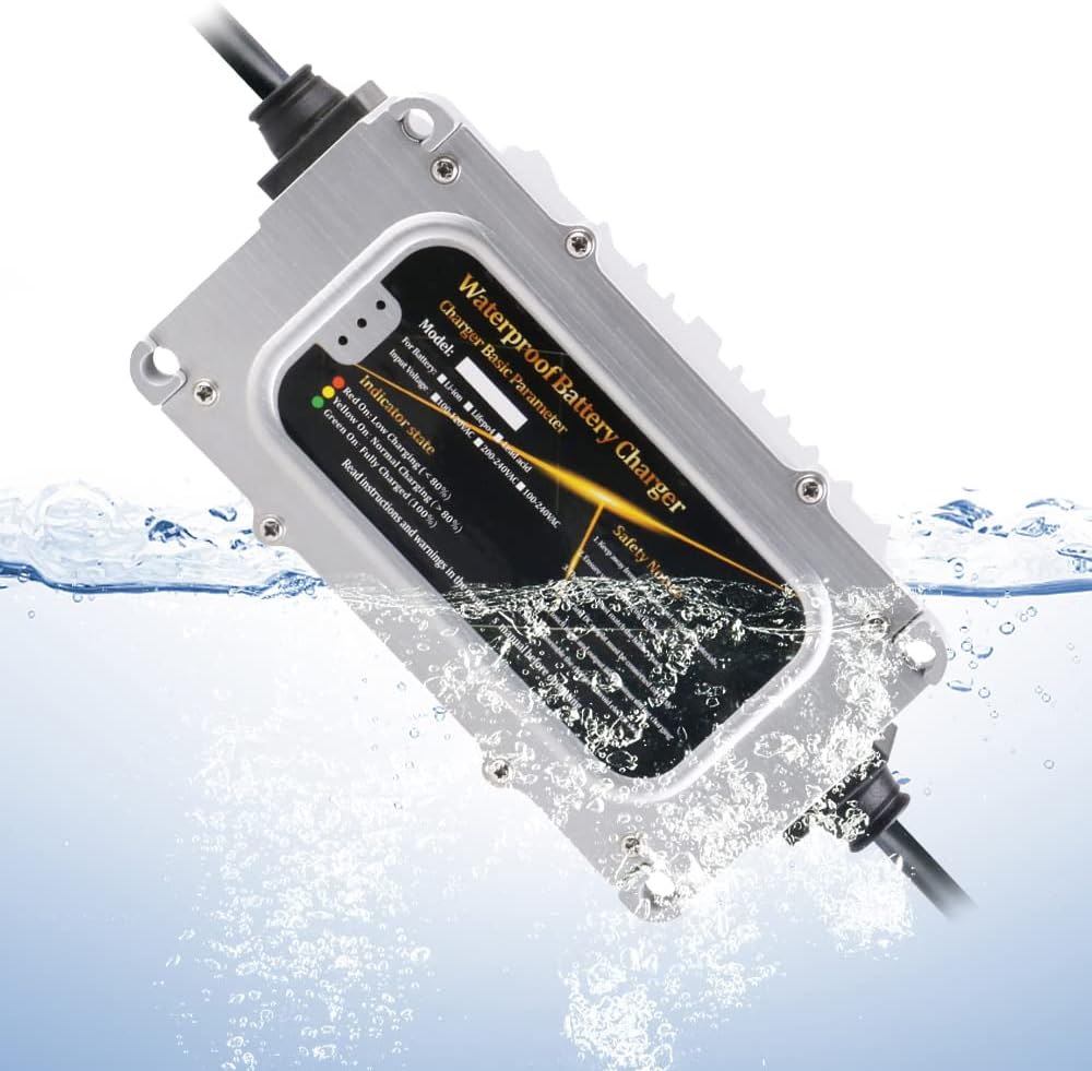 Abakoo 48 Volt 5 Amp Battery Charger for Club Car Golf Cart with 3 Pin Round Plug, IP67 Waterproof