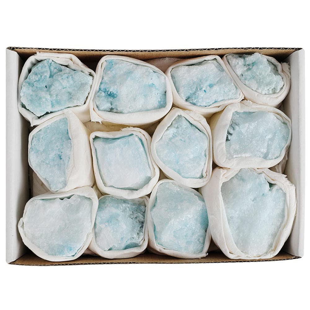 MCWJ Mineral de Lana de aragonito Azul áspero Cristal Natural Mineral partículas a Granel-Caja Grande: 18 * 12.5 * 4.5cm