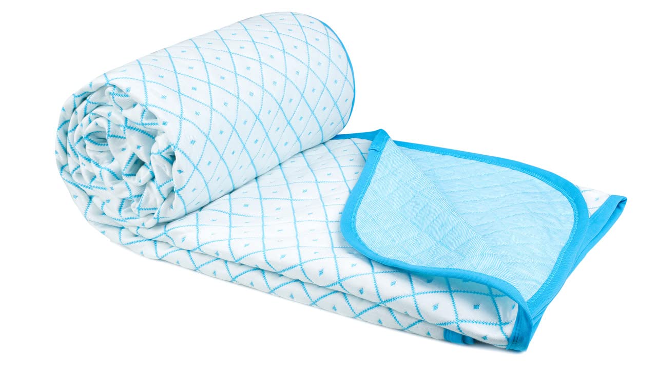 BSB HOME 100% Cotton Reversible Dohar Single Bed, Soft Lightweight Bed Blanket, AC Dohar Blanket for Summers/Winter (Size 58 inch by 88 inch, Aqua & White, Gift Packing Bag) (B0C96SCDMZ) Amazon Price History, Amazon Price Tracker