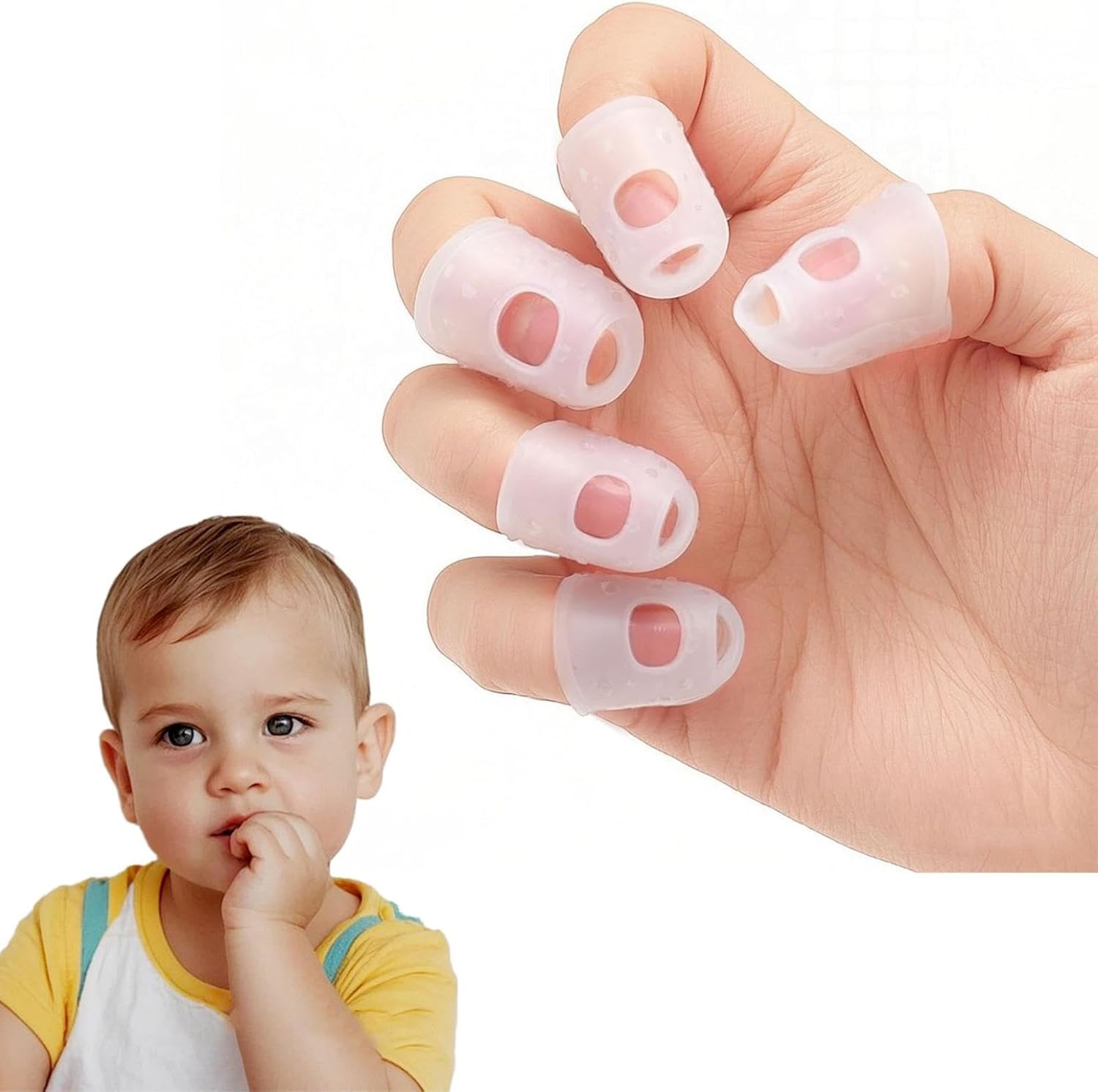 10 PCS Nail Biting Treatment for Kids Silicone Protective Cover, Nail Biting Prevention for Kids, Physics Thumb Sucking Deterrent, Reusable Finger Sleeves for Daily Protection (L) - Image 3