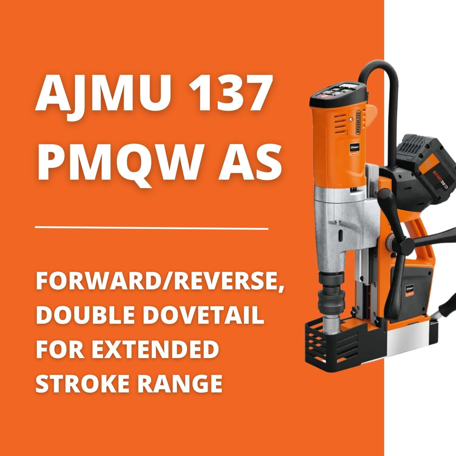 Fein 18V Cordless Universal Magnetic Base Drill with Brushless Motor and Permanent Magnet - 1-3/8" HSS Cutter Max. Diameter, 2" Cutter Drilling Depth - AJMU 137 PMQW AS - 71700562090