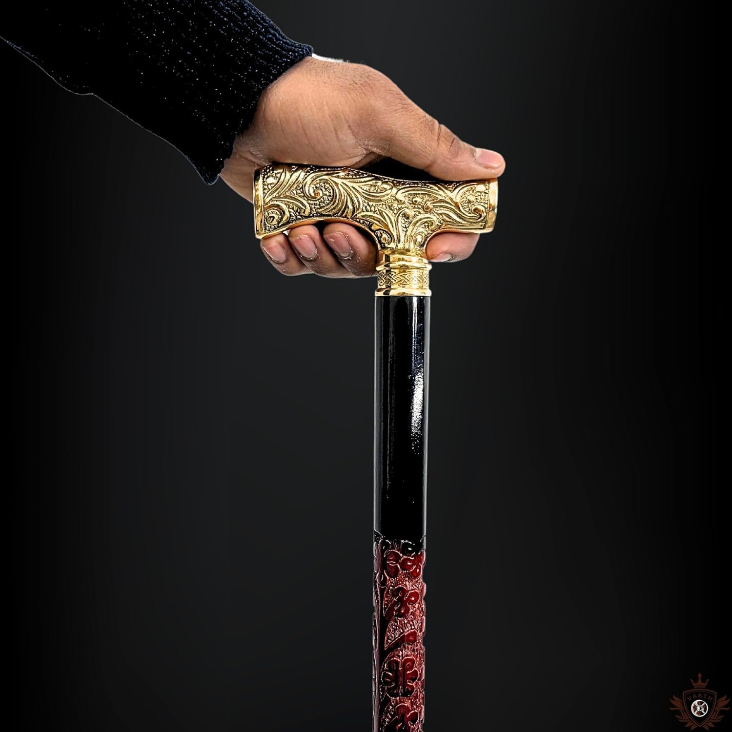 Brass Golden T- Shape Head Walking Stick - 36