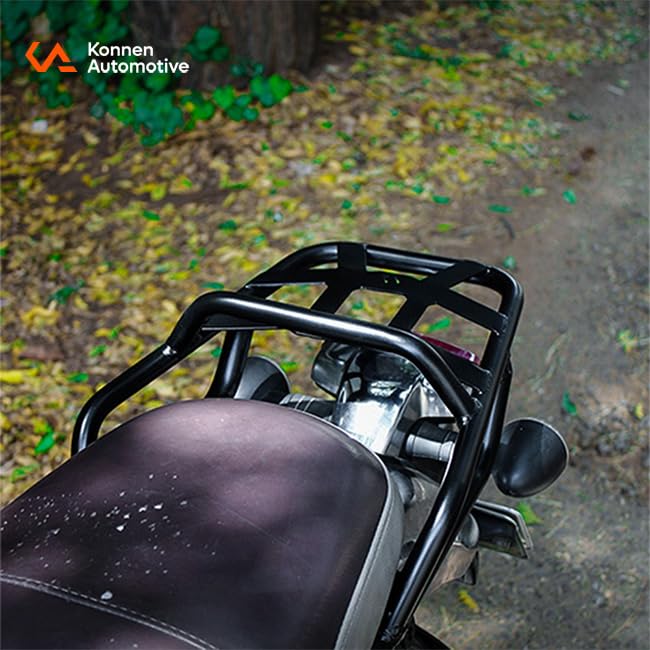 Image of Combo Premium Crash Guard and Touring Top Rack Compatible with Honda H'Ness CB350 | Engine Guard with Frame Sliders & Rear Luggage Carrier (Touring Combo) Black (Set of 1)