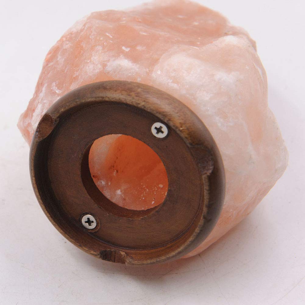 Lámpara de Sal para el hogar, lámpara de Sal Rosa del Himalaya, Cristal de Roca 100% Natural, Base de Madera, luz de Noche para Dormitorio con Fuente de luz