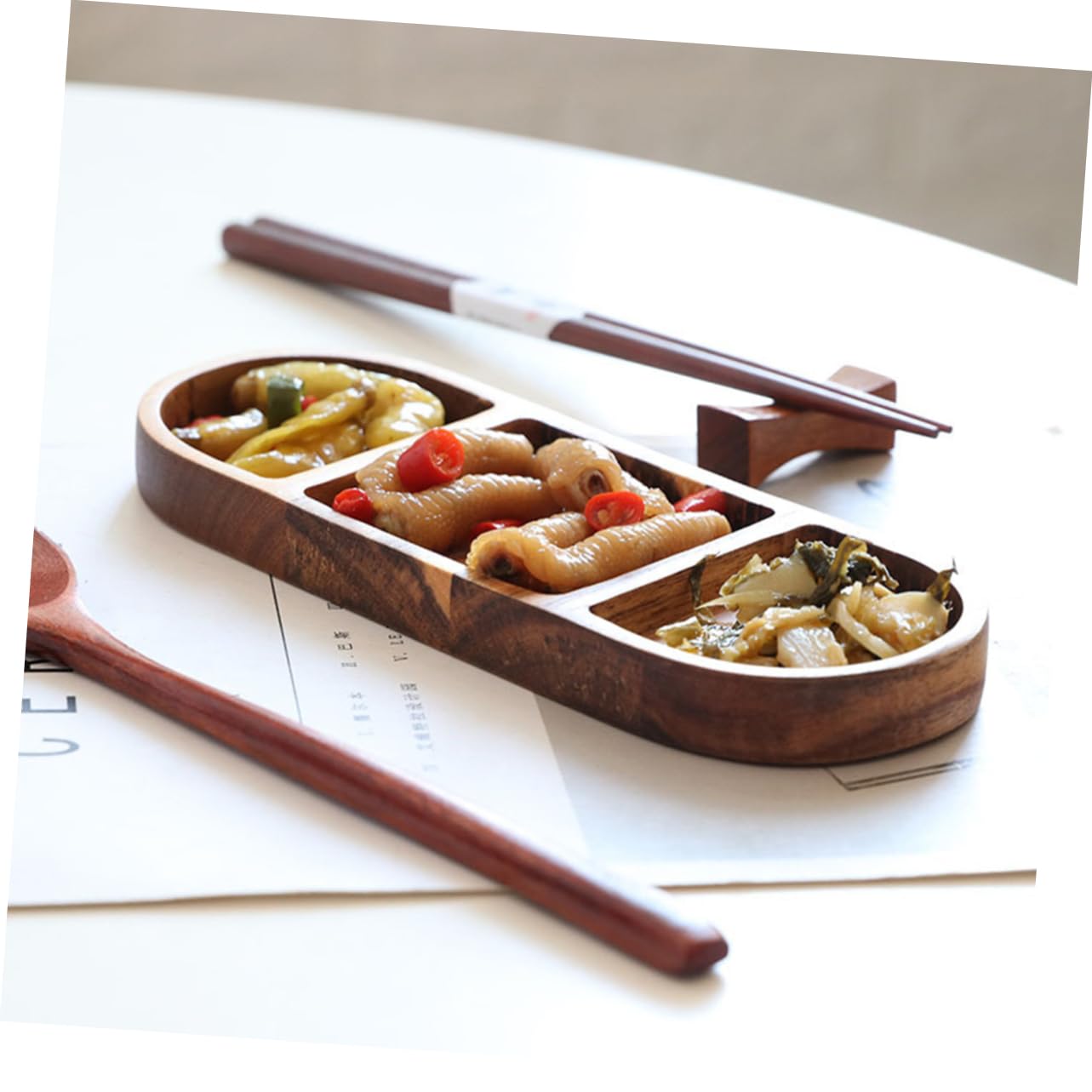 KICHOUSE Wooden Dipping Plates Natural Dip Dish for Restaurant Wooden Retro Dipping Plate Dipping Sauce Bowls