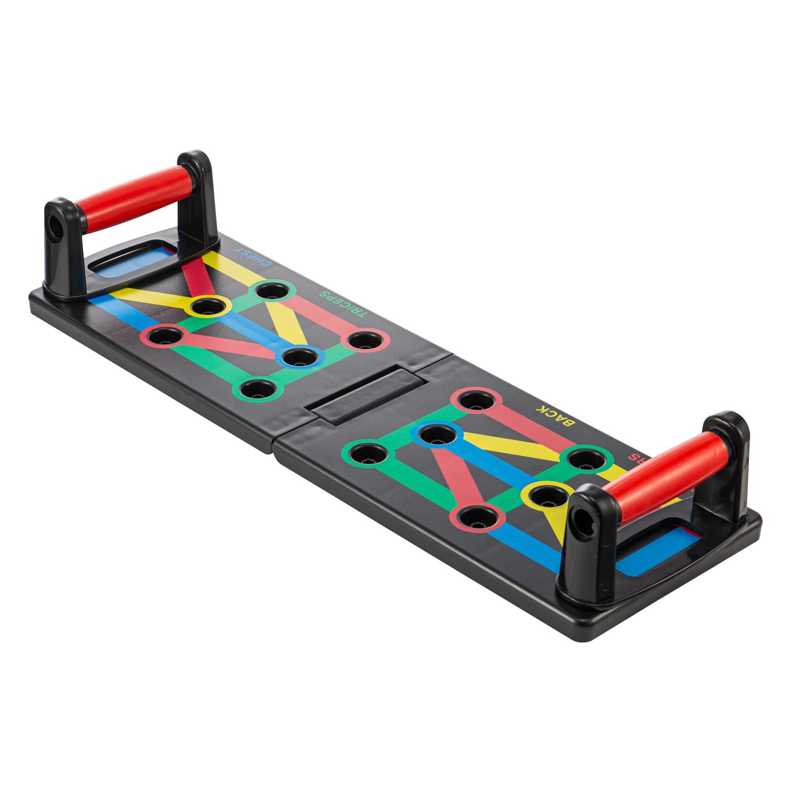 12-in-1 Push Up Board, Foldable Press-Up Board with Resistance Bands, Multi-Function Fitness Board for Chest, Arms, Shoulders, Home Gym Strength Training Equipment for Men & Women (Black, 12 IN 1)