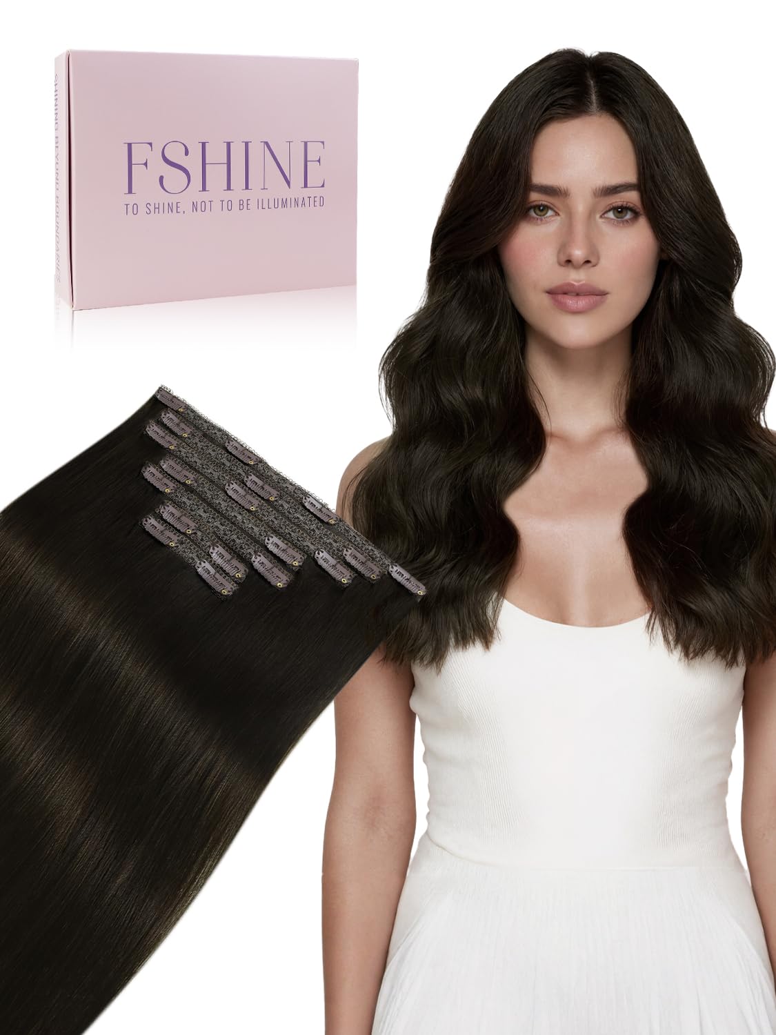 Clip in Hair Extension 50g 3 Pezzi Color 2 Marrone Scuro Lisci Extension con Clip 30cm Professionali Umani Extension per Bambina Double Weft Hair Extensions