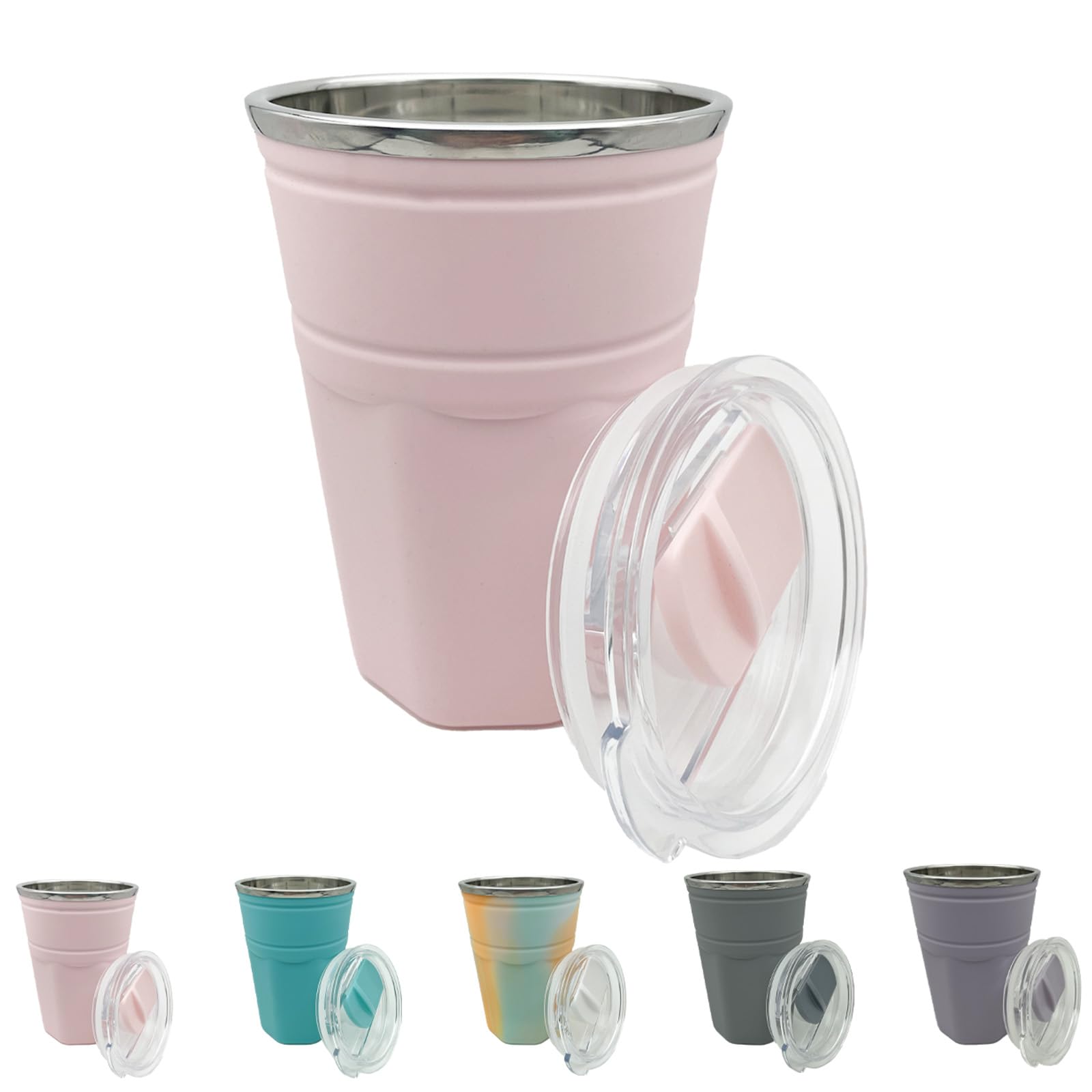 Kriklar18.6oz Travel Mug, Quick Cooling Refrigeration Cup, Freezer Cup, Freezer Jug, 550 ml Double Wall Cups, Stainless Steel Cup with Lid and Straw, Freezer Cups, Keep Drink Cold （Pink）