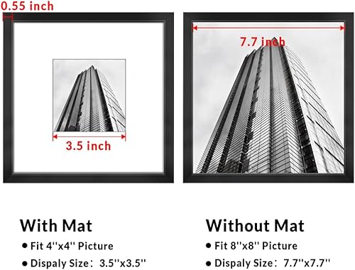 Miniatura 2 de LaVie Home Portarretratos de 8 x 8 pulgadas, 2 unidades, color negro, para galería de fotos de 4 x 4 con paspartú o de 8 x 8 pulgadas sin paspartú,