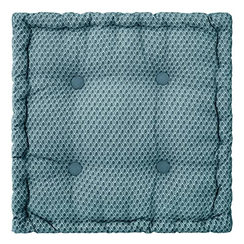 Atmosphera - Coussin de Sol Otto - Coton - Bleu Canard 40x40 cm