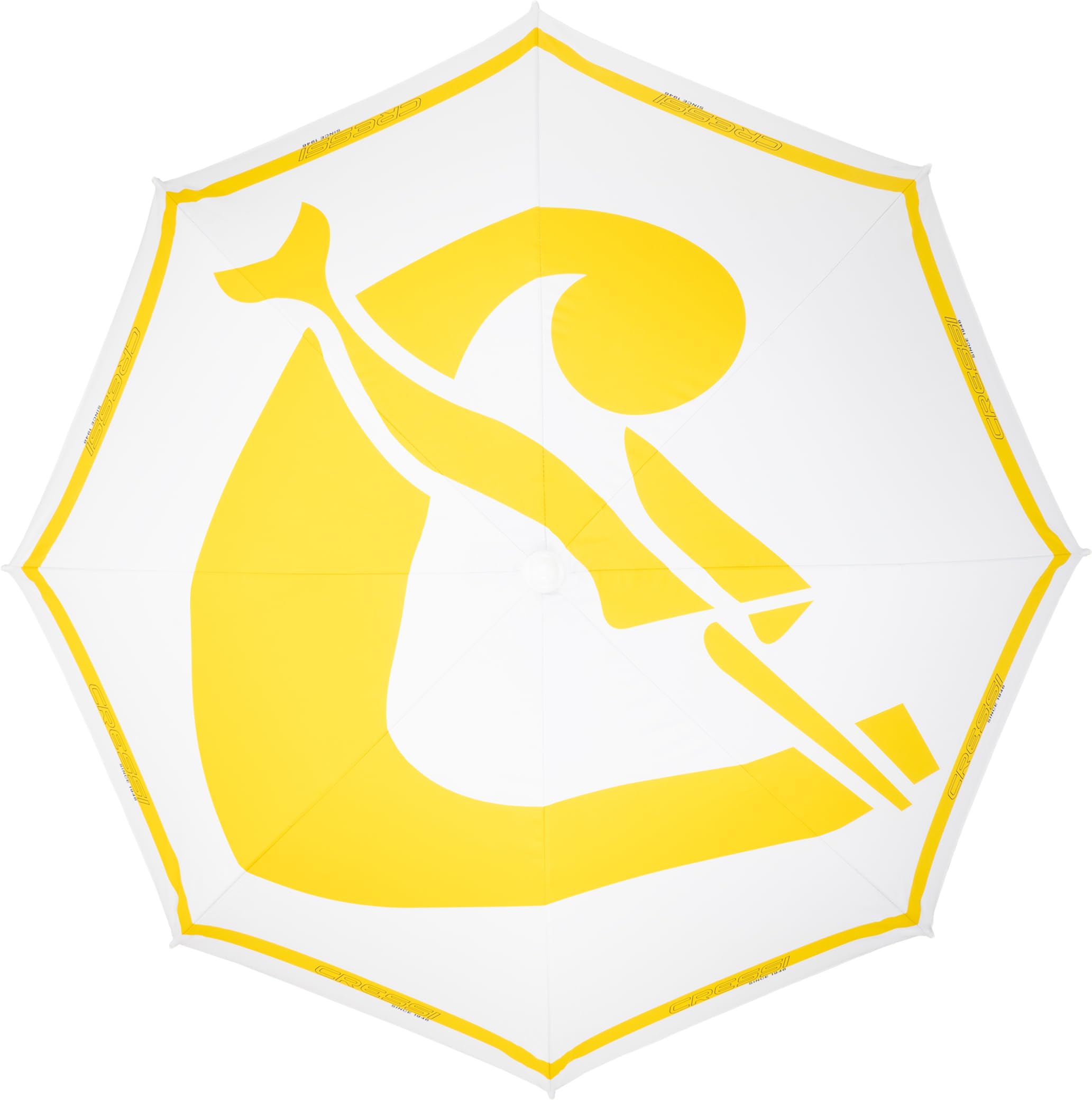 CRESSI Sunshell Umbrella White/Yellow/Black - Lightweight and Portable Outdoor Parasol, for Protection from the Sun and Bad Weather, Ø 200cm, Unisex