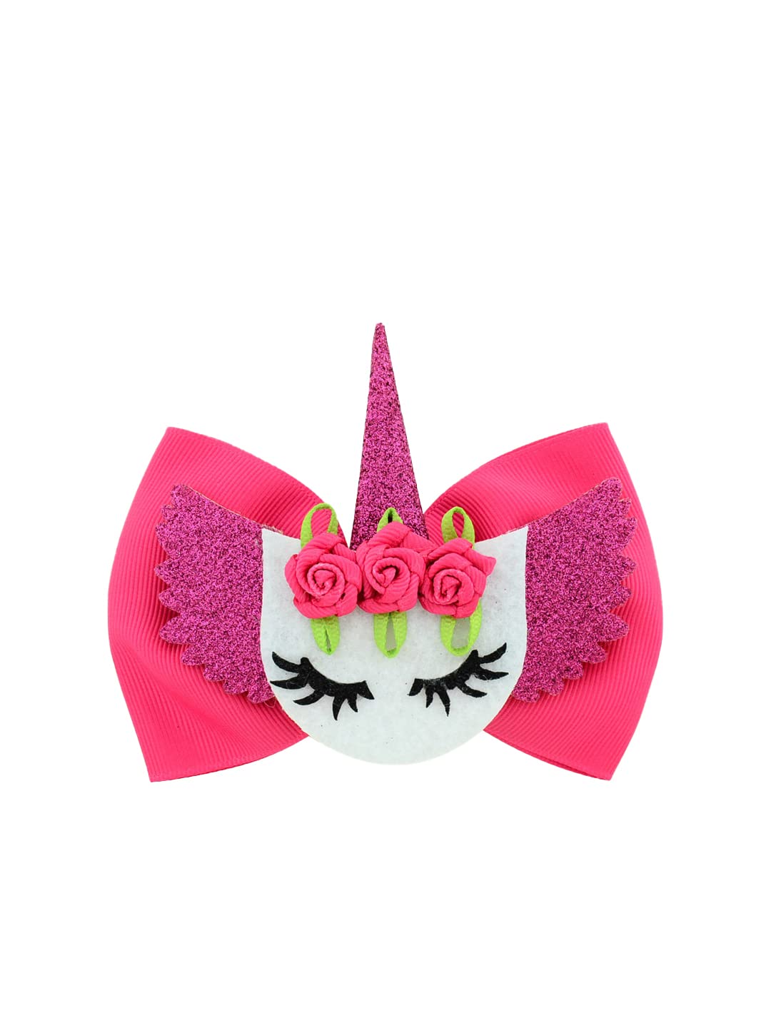 Combo Bow Hair Band & Unicorn Hair Clips, Stylish Set