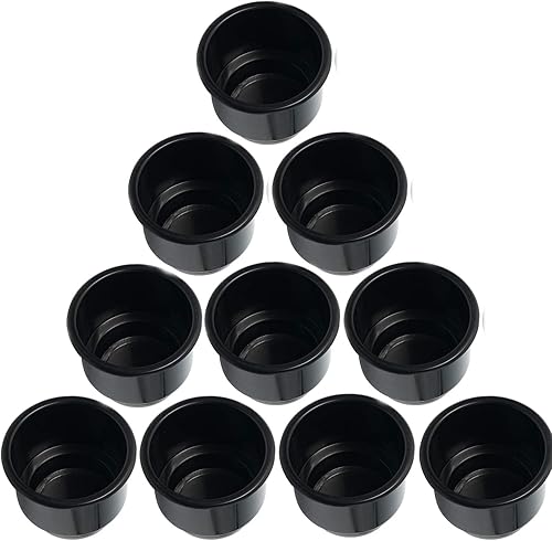 NovelBee Soporte de plástico empotrado para bebidas con drenaje para barco, camión, automóvil, cámper, caravana, (negro, 10 unidades)