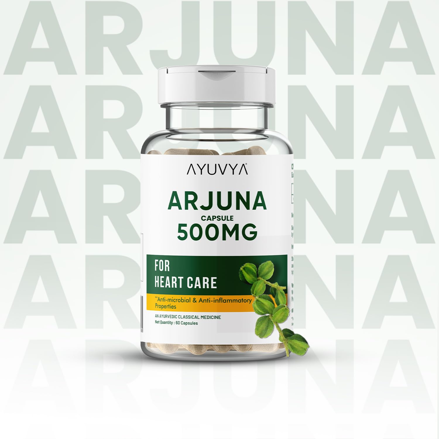 Ayuvya Arjuna Bark Extract Capsules | Arjun Ki Chaal Powder - Heart Health Supplement for Cholesterol & Blood Pressure Management, 120 Capsule, Pack of 2 | As Seen on Shark Tank